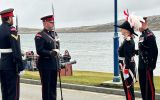 Farewell parade for Governor Alison Blake CMG at Victory Green and Ross Road, Stanley
