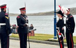 Farewell parade for Governor Alison Blake CMG at Victory Green and Ross Road, Stanley