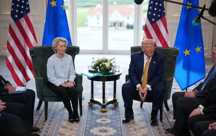 “I think we both wanted to reach an agreement,” Trump said after meeting with von der Leyen
