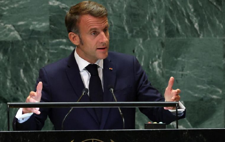 Macron said that a two-state solution would bring peace to the Middle East