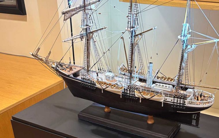 The scale model of Endurance aboard the RRS Sir David Attenborough