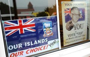 “In the 2013 referendum, 99.8 per cent of those who voted wanted to remain their current status as a British Overseas Territory”