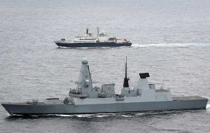 The Yantar is no stranger to the Armed Forces, seen here being shadowed by HMS Diamond back in 2018