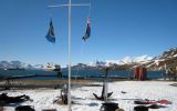 An expedition cruise ship at Grytviken  (Photo by John Fowler)