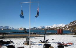 An expedition cruise ship at Grytviken (Photo by John Fowler)