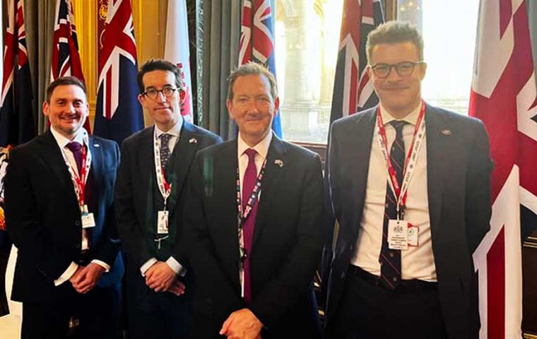 The Falklands team that participated at the JMC conferences and events in London, together with Governor Colin Martin-Reynolds CMG