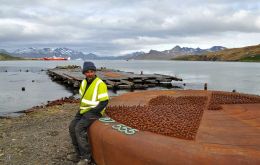 Rivets on the Whale Memorial show the number of whales of each species processed on the island© Michael Visocchi