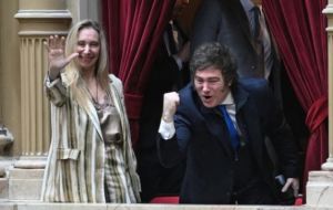 Joining Milei at the House's terraces were his sister Karina and Cabinet Chief Manuel Adorni, among other key officials