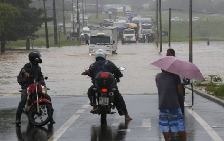 The poor weather is feared to extend through Wednesday in neighboring Uruguay