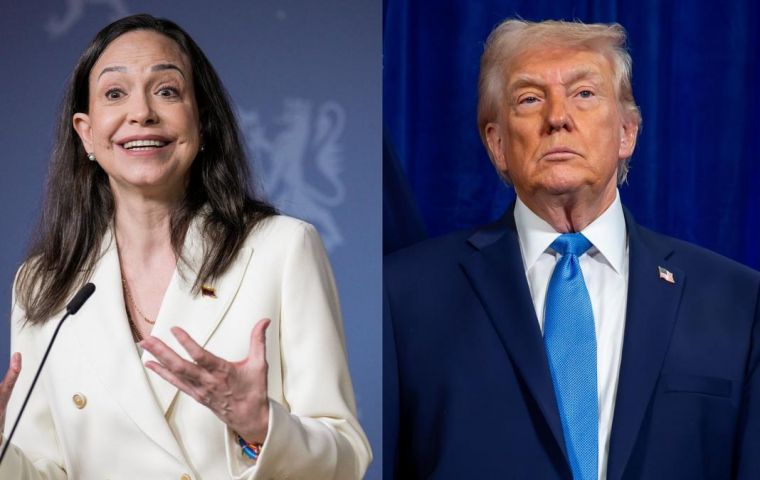 According to her press office, Machado plans to convey to Trump the &ldquo;gratitude of the Venezuelan people for his unwavering support for democracy and justice&rdquo;