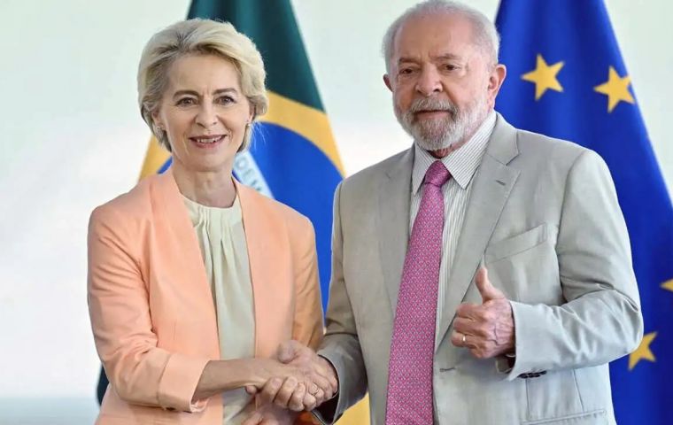 Von der Leyen praised Lula&rsquo;s commitment to &ldquo;values important to us, such as democracy, the international rules-based order and respect for communities and sovereign nations&rdquo;