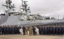 The crews of HMS Medway and Forth pose with their ships (Picture: Royal Navy)