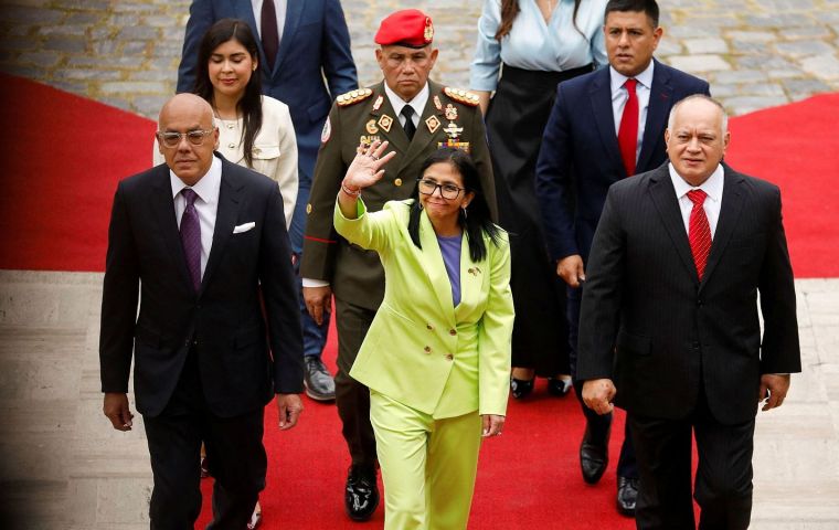 Rodr&iacute;guez has tried to pair practical coordination with a sovereignty-forward message. Photo: REUTERS/Leonardo Fernandez Viloria