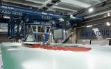 In Helsinki is an ice testing center at the Aker Arctic Technology's with a scale model of an icebreaker floating in a 70-meter-long simulation tank. 