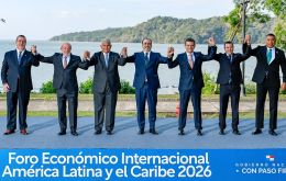 Bernardo Ar&eacute;valo, Luiz In&aacute;cio Lula da Silva, Jos&eacute; Ra&uacute;l Mulino, Sergio D&iacute;az-Granados, Rodrigo Paz, Daniel Noboa and Andrew Holness.