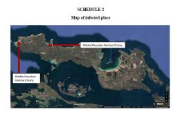 Map of Pebble island shows the two Gentoo colonies 