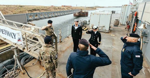 Falklands, top Royal Navy officer visits BFSAI headquarters at MPC