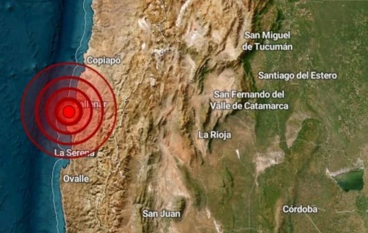 The shaking was felt across a broad swath of the country and in parts of neighbouring Argentina near the Andes