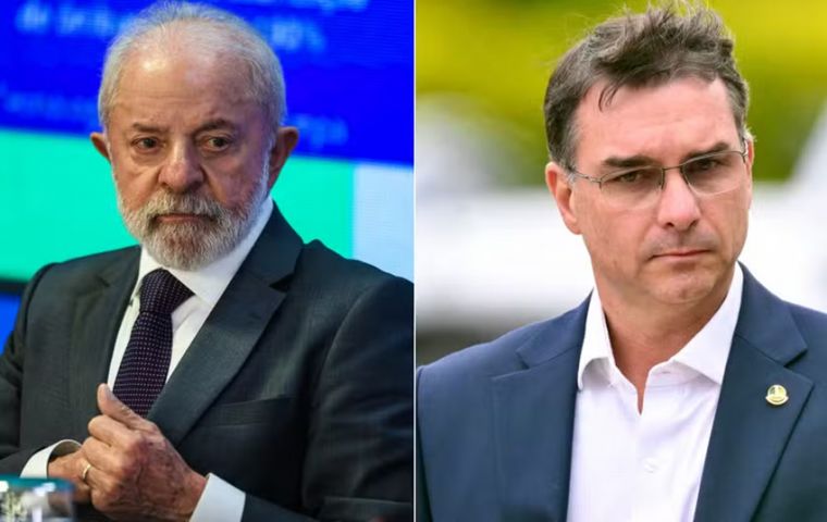 The poll places Fl&aacute;vio Bolsonaro on 46.3% versus Lula on 46.2% in a potential runoff, a gap well within the margin of error