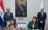 Deputy Foreign Minister Valeria Csukasi at the signing of the Mercosur-Singapore agreement. Photo: Foreign Ministry