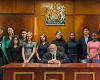 Picture from Falklands Radio showing Speaker Keith Biles surrounded by 2023 Falklands Youth Parliamentarians