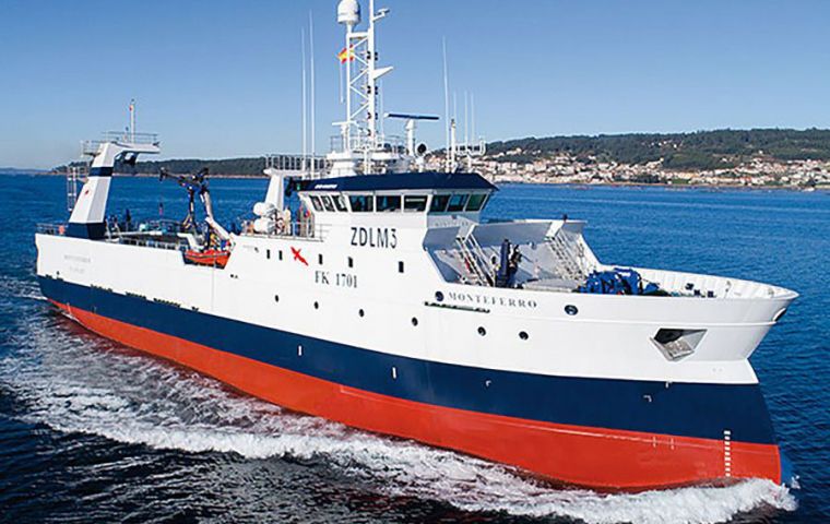 The pre-survey conducted by the M/V Monteferro between February 3 and 18 estimated Loligo squid biomass at around 41,725 tonnes.