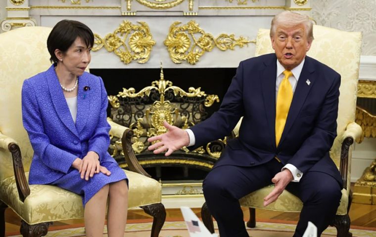 During the exchange in the Oval Office, Takaichi did not respond publicly to the remark and listened through an interpreter