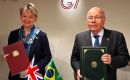 Foreign Secretary Yvette Cooper and Brazilian Foreign Minister Mauro Vieira with the Strategic Partnership documents  