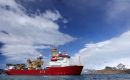 HMS Protector a regular scientific explorer in Antarctica waters during the austral months. She is also a regular visitor and strongly linked to the Falklands Islands.
