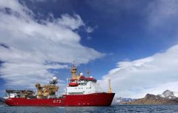 HMS Protector a regular scientific explorer in Antarctica waters during the austral months. She is also a regular visitor and strongly linked to the Falklands Islands.
