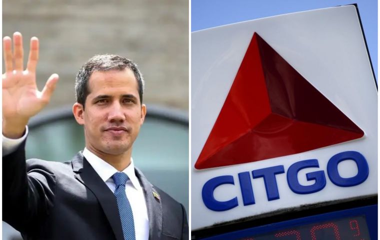 Guaid&oacute; and the Citgo logo. Since 2019, Venezuelan assets in the US were placed under opposition-appointed boards after PDVSA sanctions
