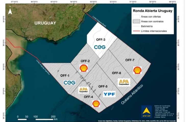 Uruguay's offshore area encompasses more than 25,000 square kilometers of mapped territory, divided into seven blocks designated OFF-1 through OFF-7