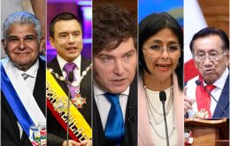 Milei shares the bottom bloc with Bernardo Ar&eacute;valo (Guatemala), Daniel Noboa (Ecuador), Jos&eacute; Mar&iacute;a Balc&aacute;zar (Peru), Delcy Rodr&iacute;guez (Venezuela), and Jos&eacute; Ra&uacute;l Mulino (Dominican Republic)