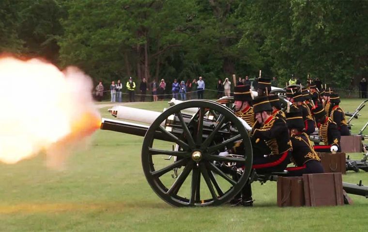 The 13-pounders that were used in the First World War are still seeing service &ndash; albeit ceremonial this time (Picture: BFBS)