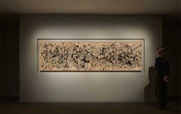 The roughly three-by-one meter oil and enamel work on canvas, entitled Number 7A, 1948, was painted at Pollock's Long Island, New York, studio
