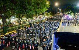 Mexico City's government deployed more than 10,000 officers around the stadium and hotel corridors