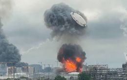 Ukraine's General Staff confirmed the attack and reported at least five fires at the plant, where processing units and a storage tank farm were burning