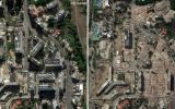 The satellite images that have gradually emerged confirm a trail of collapsed buildings along the coast, the most densely populated and hardest-hit area