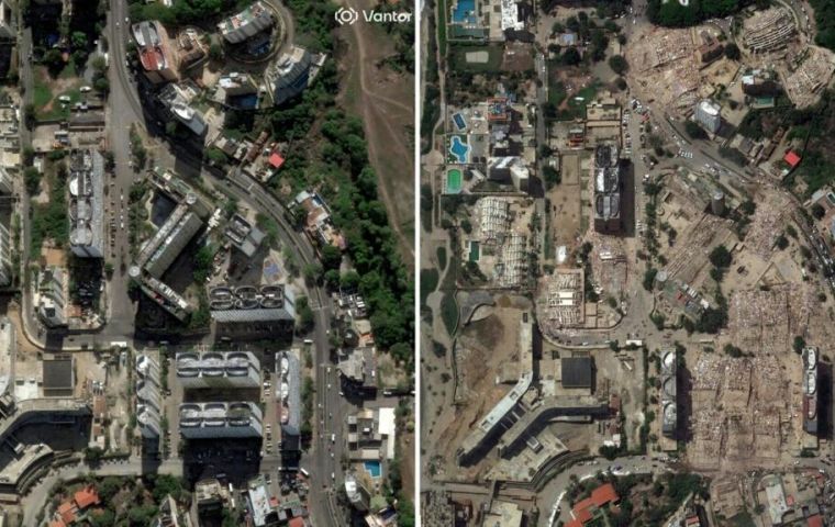 The satellite images that have gradually emerged confirm a trail of collapsed buildings along the coast, the most densely populated and hardest-hit area