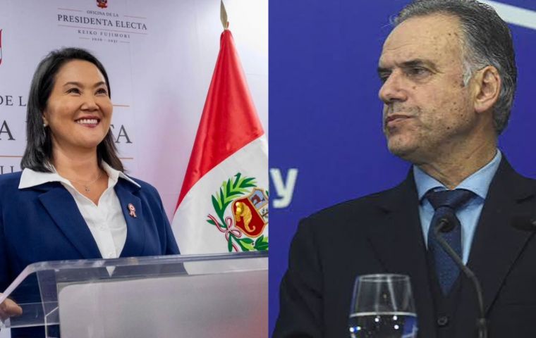 Congratulations on two things: first on the win, and on your perseverance, which is exemplary, Orsi said, referring to Fujimori's path to power on her fourth attempt after three lost runoffs
