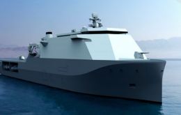 The Damen Naval Enforcer 15628 LPD concept is believed to be a strong candidate for the amphibious transport design (Picture: Damen)