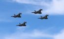 A formation of Typhoon Tranche 1 fighter jets flying over the Falklands  (MoD Pic)