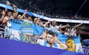 Argentina fans display a Lionel Messi banner after the match as Argentina qualify for the quarter finals of the World Cup. Photo: Brett Davis-Imag