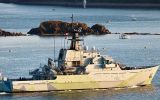 Outgunned but unperturbed&hellip; HMS Tyne inbound to Devonport on the evening of 20th July after the incident (Photo: Kevin Kelway / Westward Shipping).