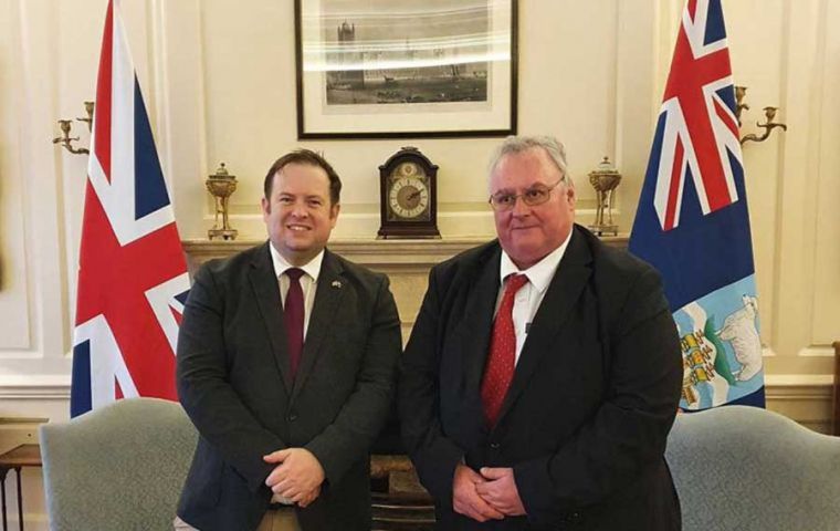 Minister Doughty during a meeting in London with MLA Roger Spink