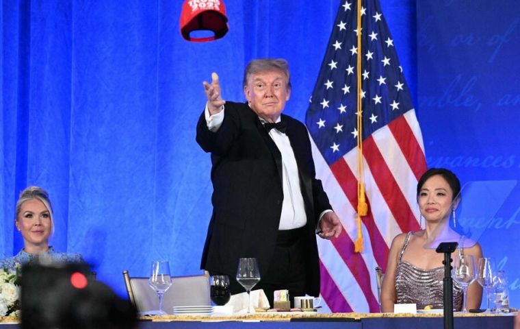 The evening was a repeat of the April 25 event, which was interrupted when a man tried to force his way through a security checkpoint and fired near the ballroom