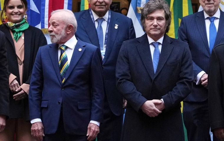 Milei defended his government's alignment with the United States and Israel and again criticized Brazil's judiciary for barring him from visiting Jair Bolsonaro