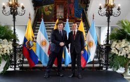 Milei held a bilateral meeting with his Ecuadorian counterpart, Daniel Noboa, at the Carondelet Palace, in the first official visit by an Argentine president to Quito in nearly two decades