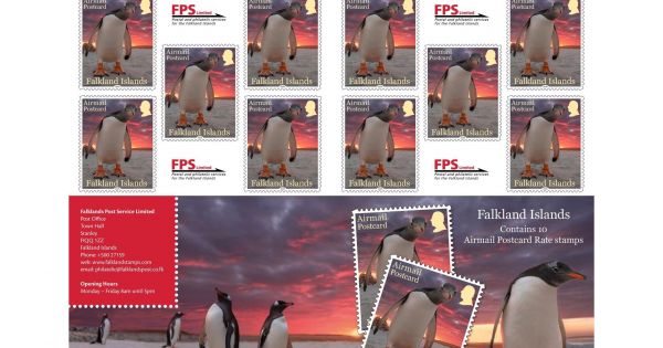 Falklands’ Gentoo Penguin Postcard Rate Booklet Stamps
