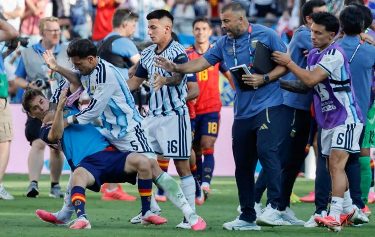 The heaviest penalty fell on midfielder Leandro Paredes, banned for ten international matches and fined 90,000 dollars for striking Spain's Eric Garc&iacute;a and Gavi